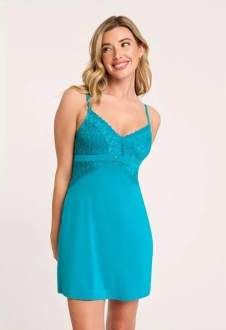 Montelle Modal Bust Support Chemise - Small - Turquoise -9397