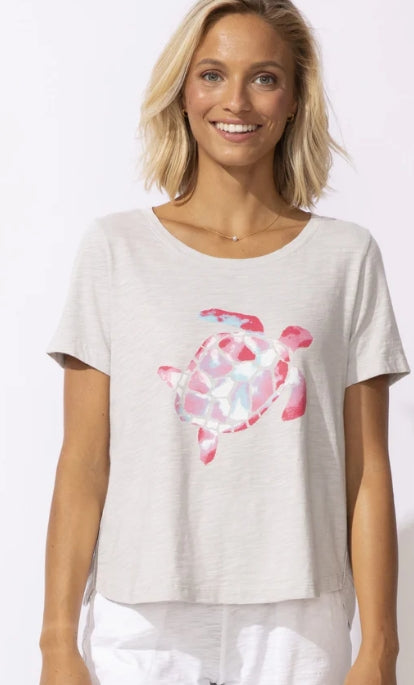 Escape by Habitat "Watercolor Turtle" Hi-Lo Short Sleeve Tee - 52303