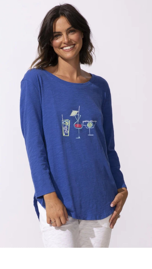 Escape by Habitat "Cocktails" Hi-Lo 3/4 Sleeve T-Shirt - Resort - 52104
