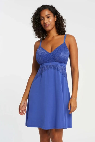 Montelle Intimates Modal Bust Support Midi Chemise - Sapphire - 9398