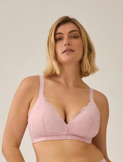 Naturana Everyday Friday Soft Bra with Padding and Lace - Pink Rose - 5674