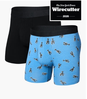 DropTemp® Cooling Cotton Everyday Boxer Brief 6" 2PK - Lobster Boil/Black - SXPP2C-LOB