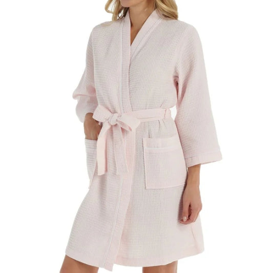 Kayanna Waffle Kimono Spa Robe - Pink or White - S08084