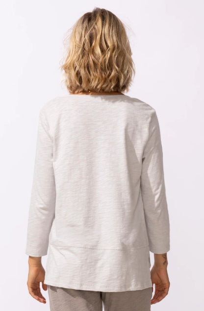 ESCAPE - EASY V NECK 3/4 SLEEVES COTTON TEE - 10041