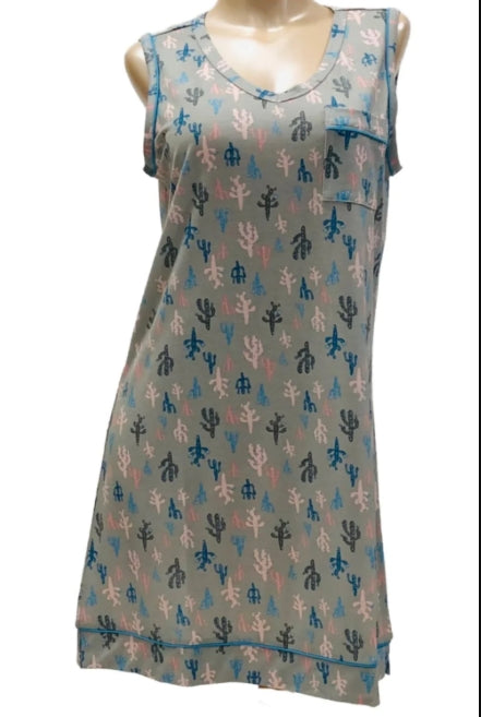 Cool Girl Cactus Print Women's Nightgown - C324200