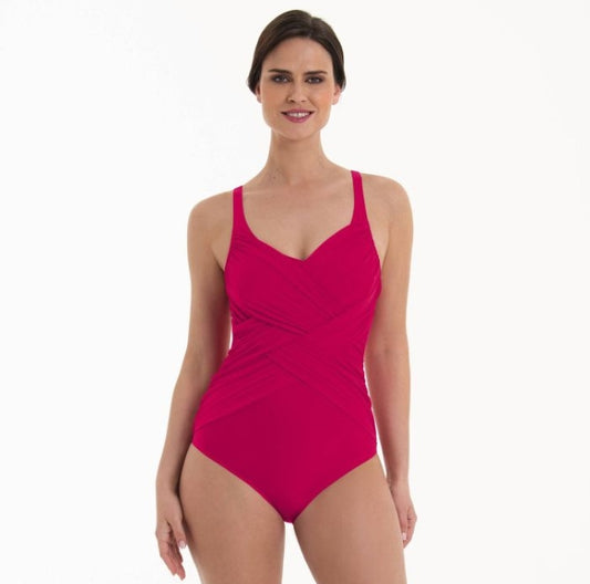 Anita Aileen Mesh Control One-Piece Swimsuit Hot Pink - M4 7210