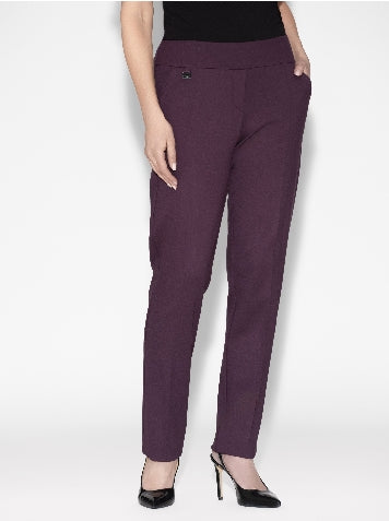 Maggie Straight Leg Pull on Dress Pant - Fall Weight - 703 Petite - Eggplant