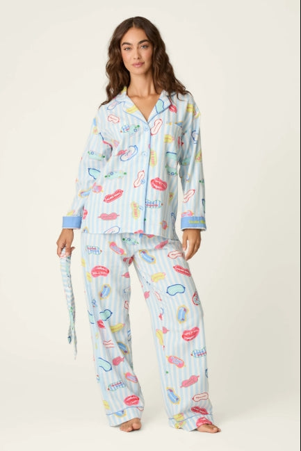 P.J Salvage Flannels The Heritage Set 3pc Pajama's - Breeze - RZFLPJ1