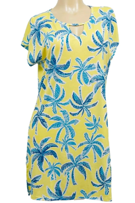 Cool Girl Short Sleeve Sleepshirt - Yellow Palm Tree - C325206
