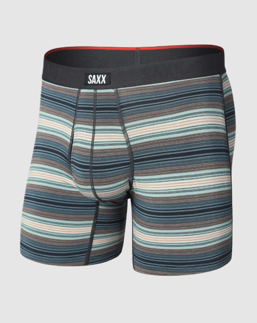 SAXX VIBE XTRA-Soft Comfort Boxer Brief 6" - Baja Stripe-Dark Sage - SXVX24F-BDS