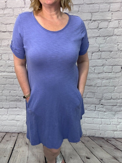 Escape Button Tab T-Shirt Dress - 80010