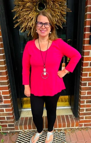 Escape V-Neck Tunic - Raspberry - 10018