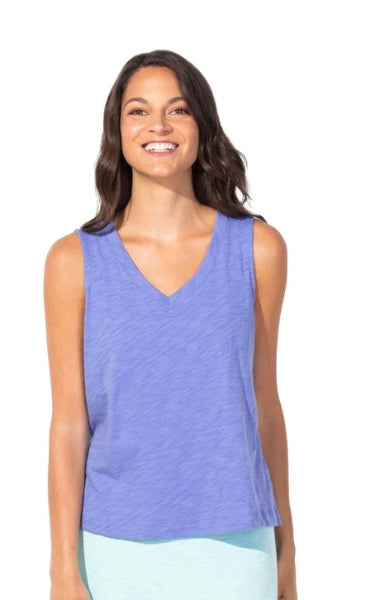 Escape Textured Peruvian Cotton V-Neck Tank - Large - Baja - 10014