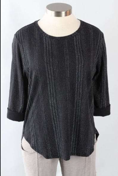 Escape Hi-Lo Long Sleeve Tee - Small - Black Stripe - 12704