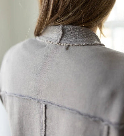 Escape Color Wash Terry Work Horse Cardi - Fog - 28097