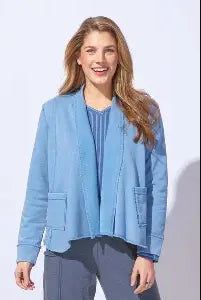 Escape Color Wash Terry Work Horse Cardi - Indigo - 28097