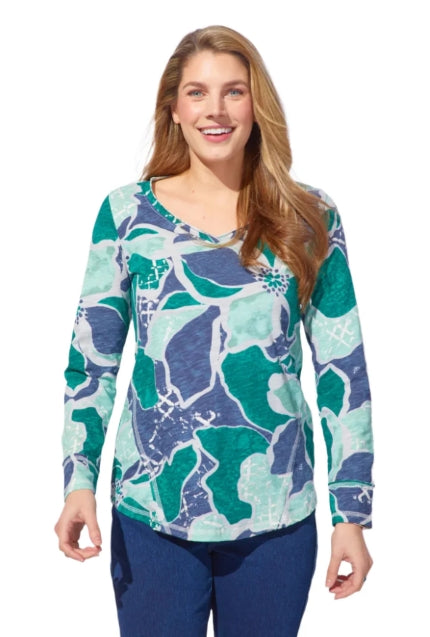 Escape Laid Back V Neck - Emerald - 17326