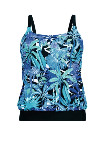 Anita Care Palmtree Girona prosthesis tankini top - Size 14D - Ocean - M6 6581-1
