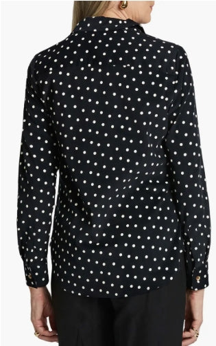 Haven Polka Dot Corduroy Button-Up Shirt - Black & White Dot - Size 8 - 200713