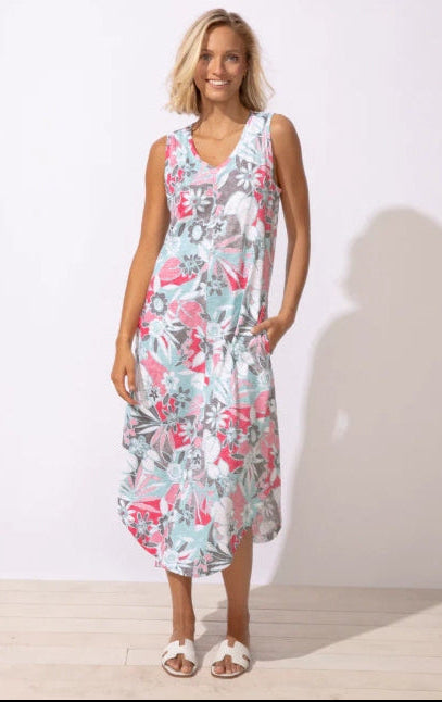 Escape by Habitat "Fiji Floral" Sleeveless Seamed Dress - 83406