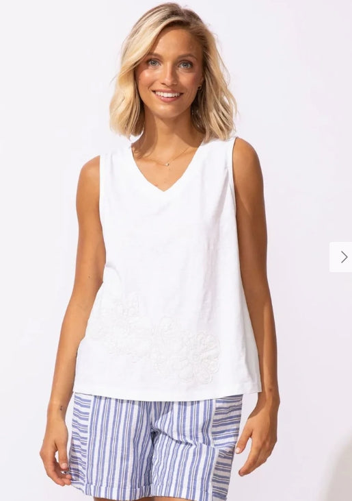 Escape by Habitat Embroidered Applique V-neck Tank - 15415