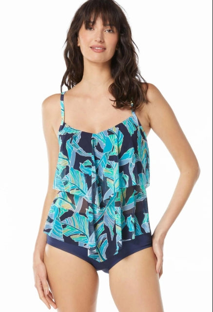Beach House Seaglass Palm Portia Tankini - Size 8 - Admiral Blue - H2D068
