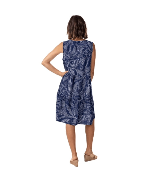 Escape by Habitat Paradise Dress Dotted Leaves - Navy – 85615