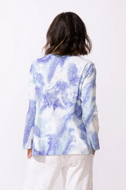 ESCAPE OCEAN MARBLE COTTON BOXY TEE - 13525