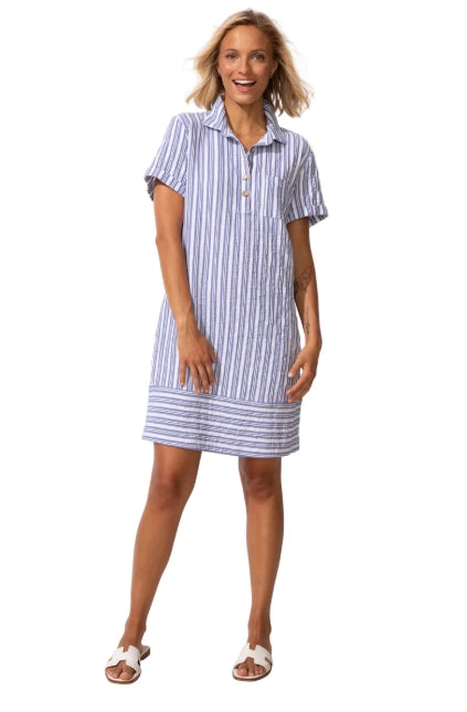 Escape by Habitat Marina Stripe Shirt Dress - Blue - 82370
