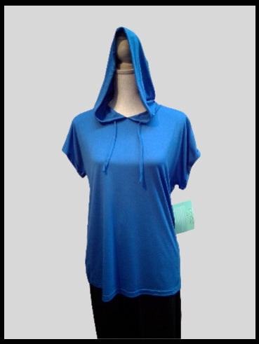 Cool Girl Short Sleeve Hoodie T-Shirt - Blue - C325107