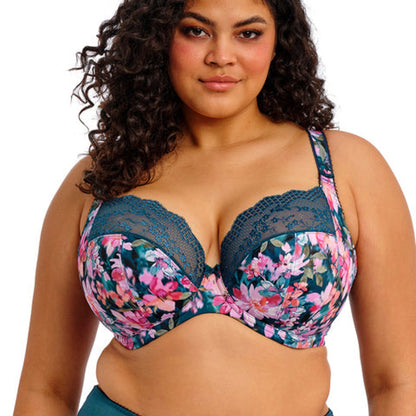 Elomi Lucie Plunge Bra - 40J -Teal Floral - EL4490 TOL