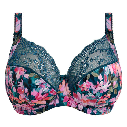 Elomi Lucie Plunge Bra - 40J -Teal Floral - EL4490 TOL