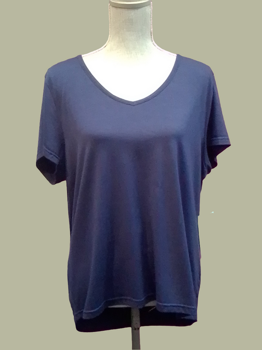 Lotus V-Neck Sleep T-Shirt - Navy Blue - L4003