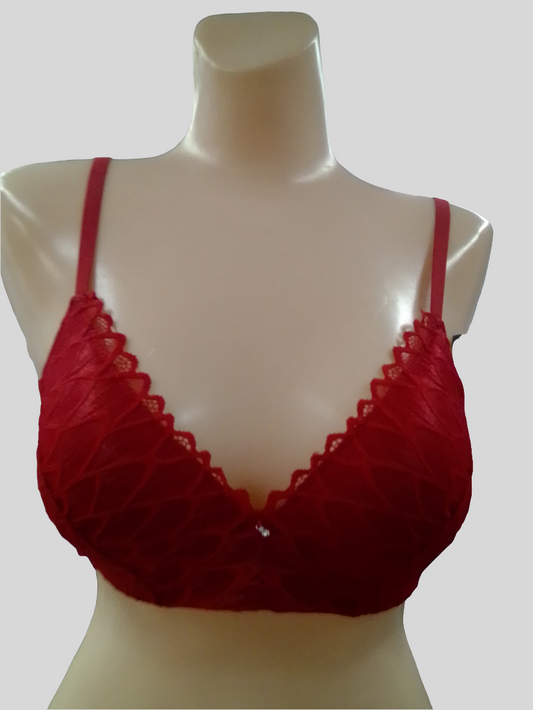 Montelle Red Wire-free Lace Bralette
