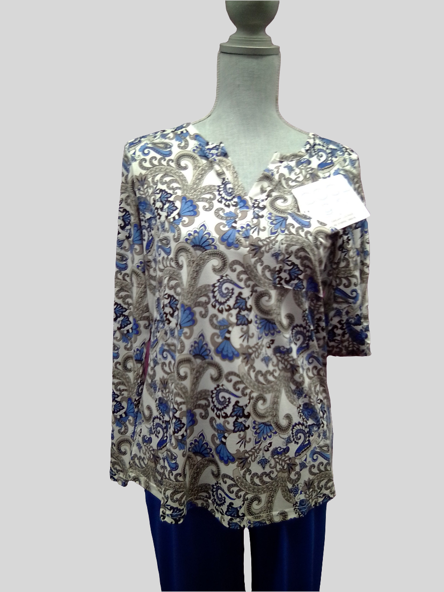 Cool Girl long Sleeve Top - Blue Paisley - C325102