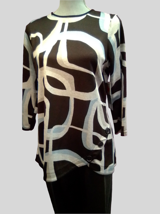 Maggie 3/4 sleeve top - Black - 1122