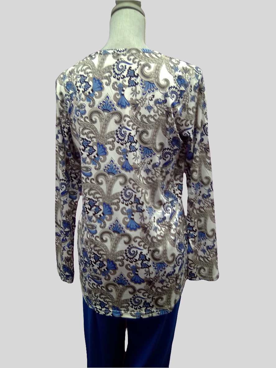 Cool Girl long Sleeve Top - Blue Paisley - C325102