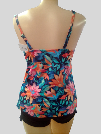 Black Sand Tankini top D/DD Tropical print