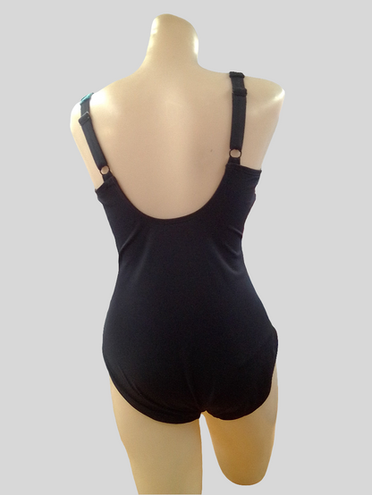 Gabar Square Neck One Piece - Blue/Black - G7G409