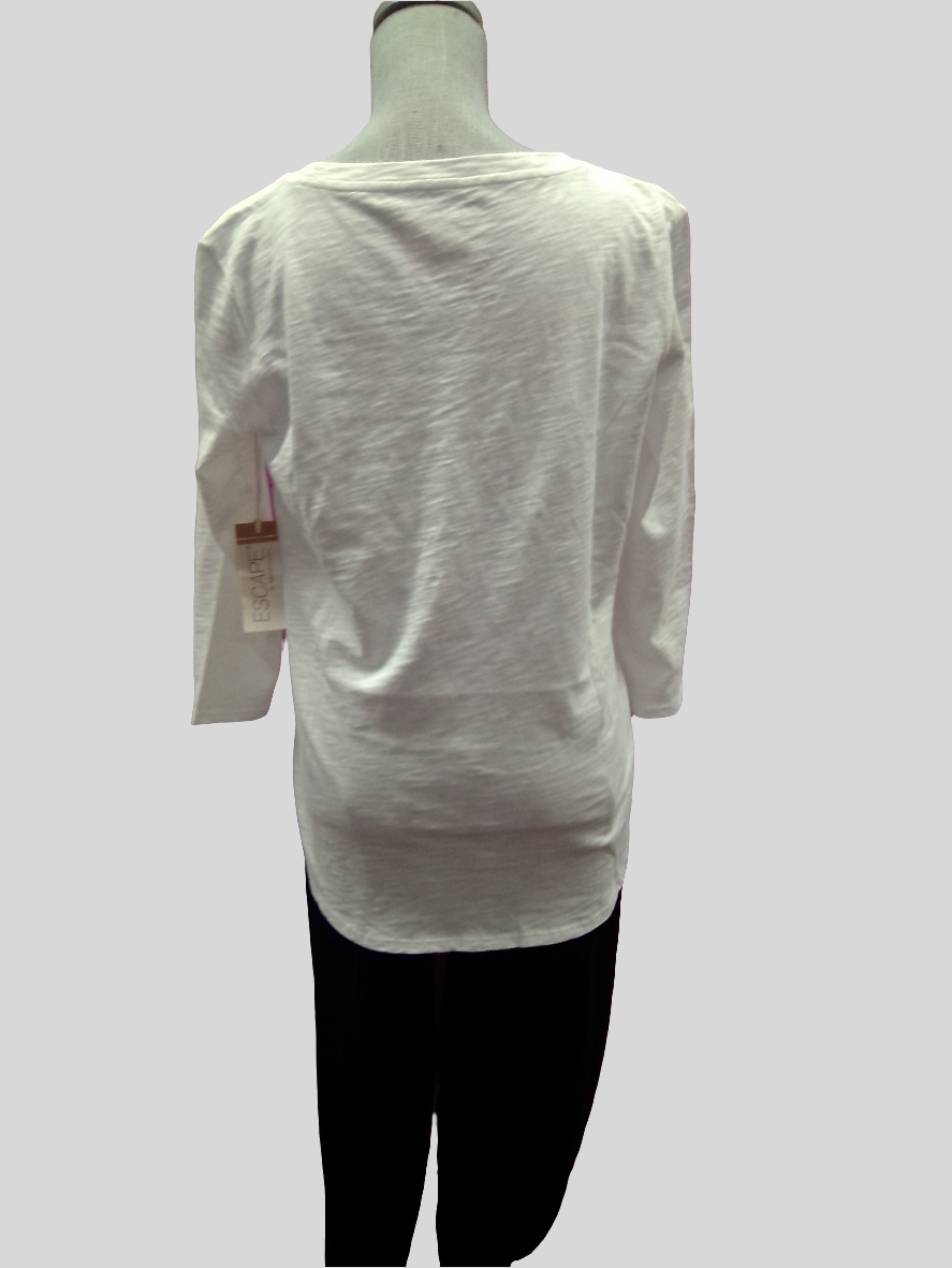 Escape 3/4 sleeve, Hight Low Tee - White - 10004