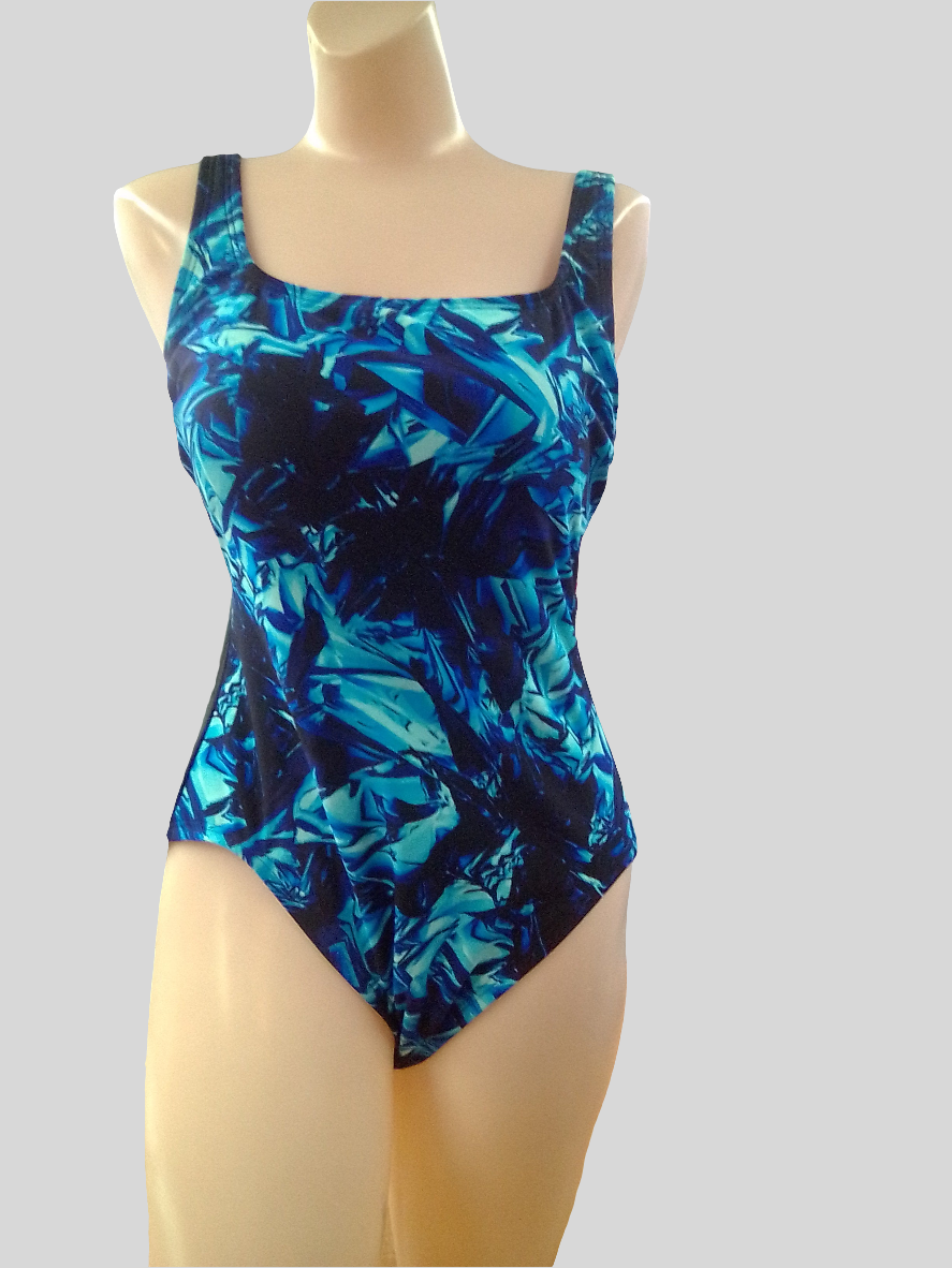 Gabar Square Neck One Piece - Blue/Black - G7G409