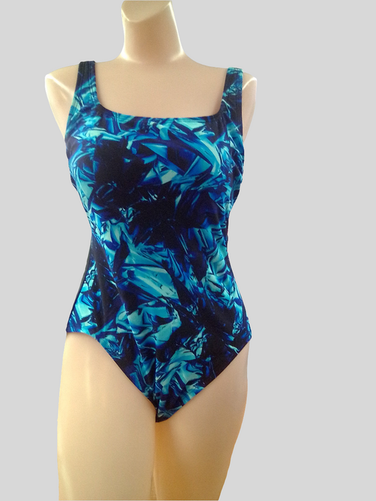 Gabar Square Neck One Piece - Blue/Black - G7G409
