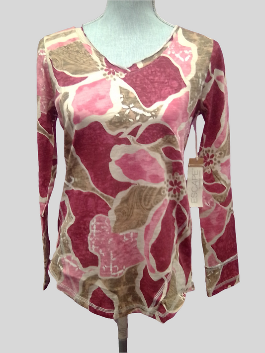 The Escape Laid Back V Neck - Rose - 17326