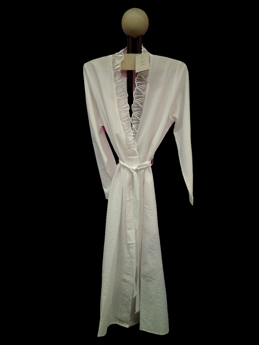 Cyberjammies, Christina Lace-Detail Seersucker Long Dressing Gown - White - 2144