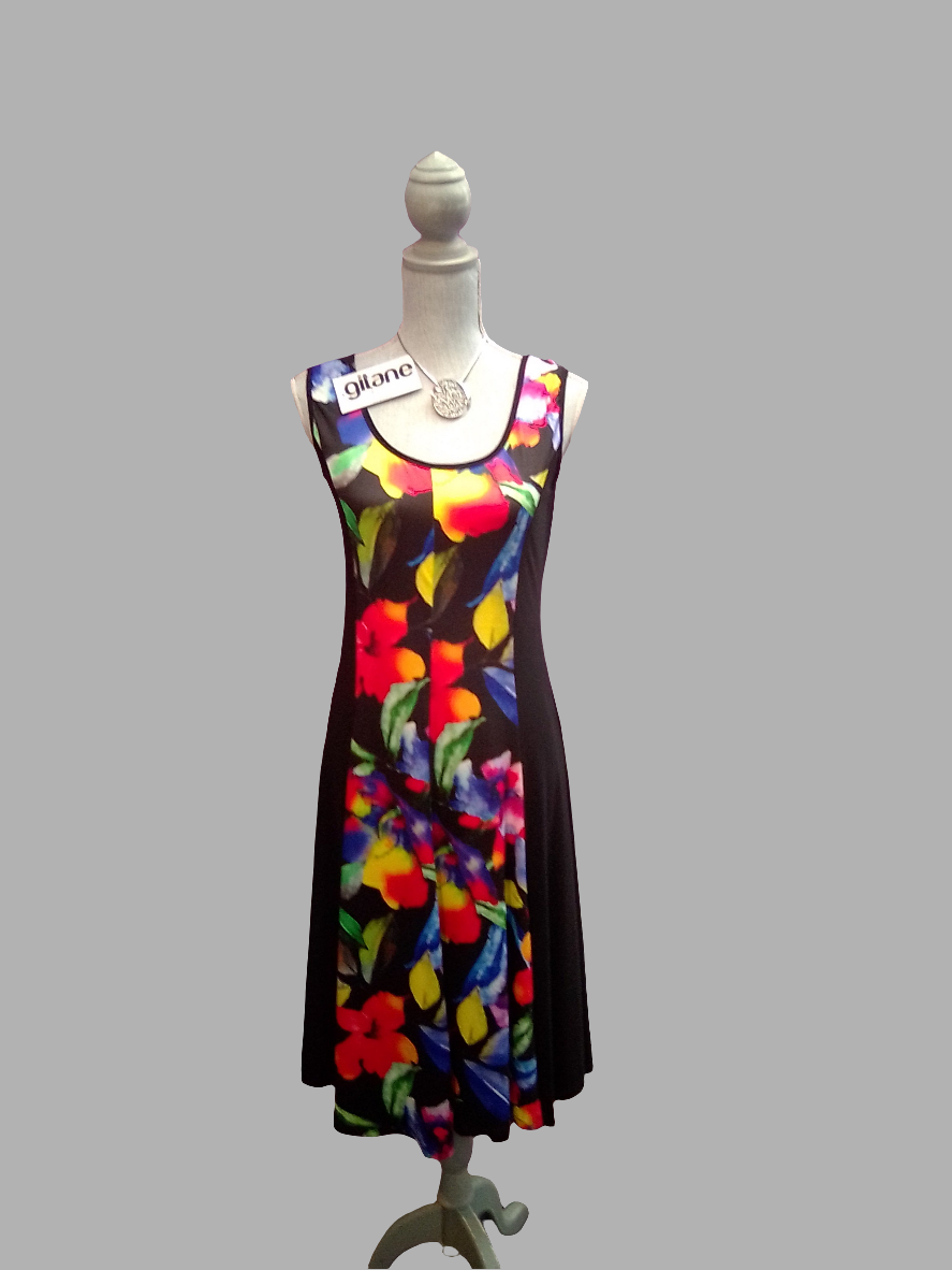 Gitane Side Panel Scoop Neck Sleeveless Dress - 19463B