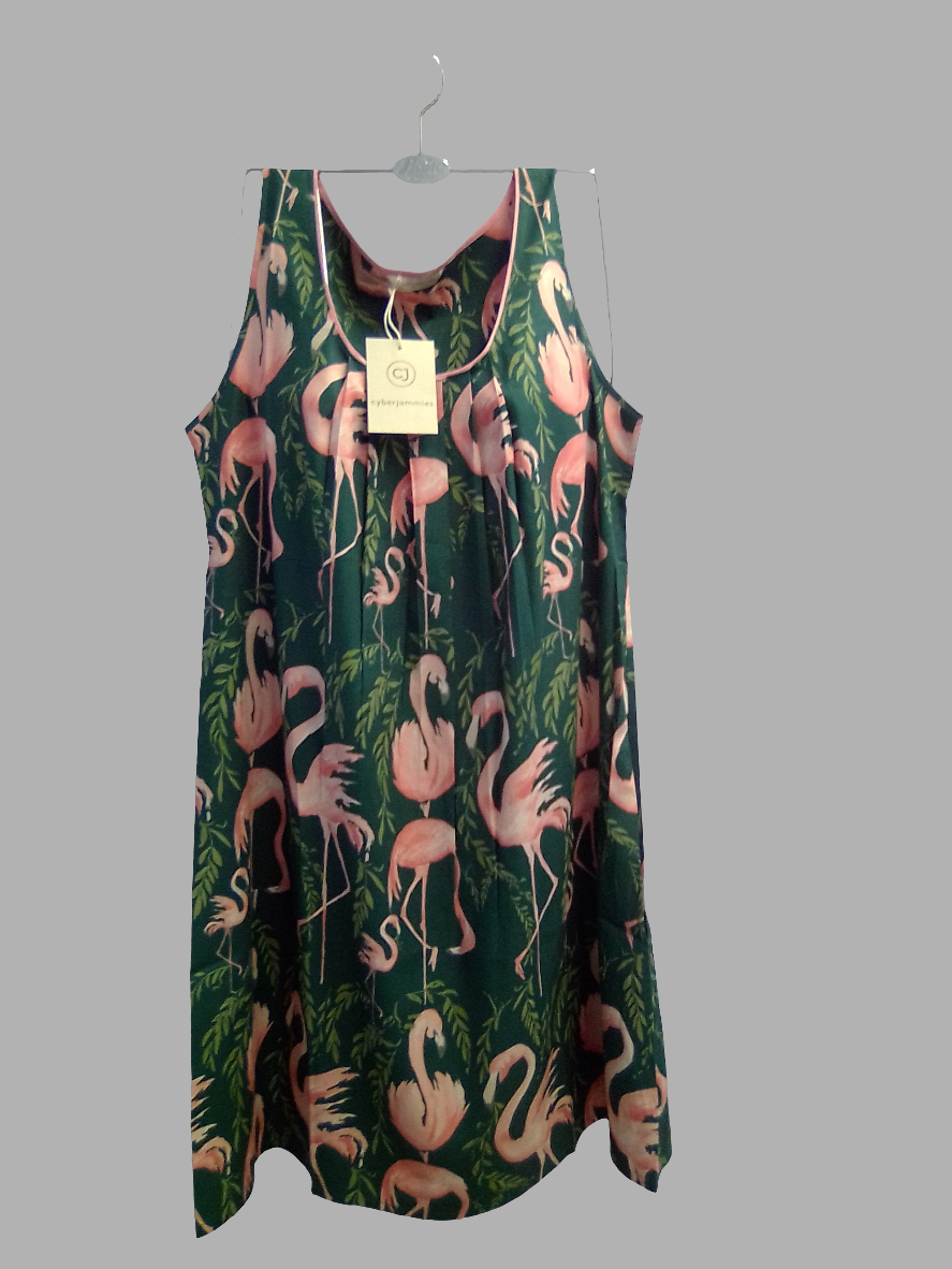 Cyberjammies Shift Nightdress - Emerald Green Flamingo - 0710