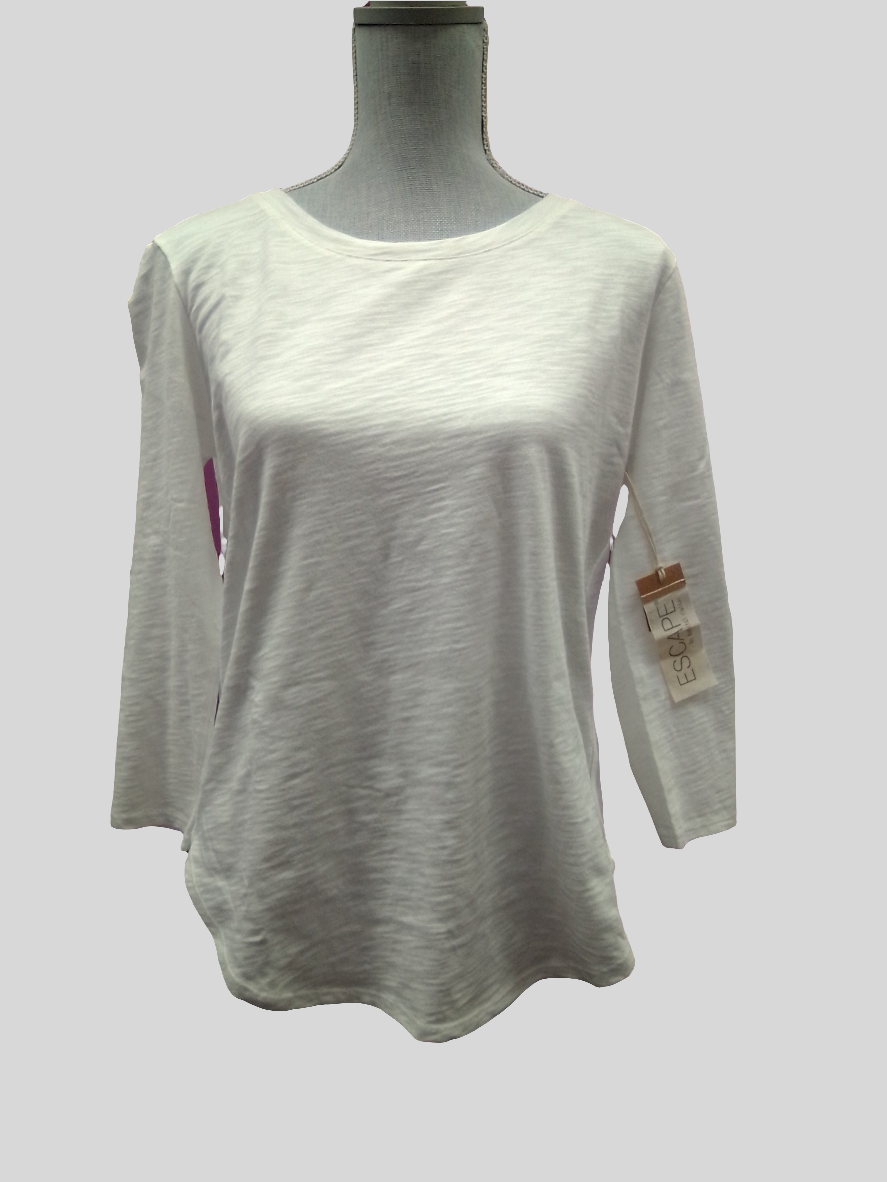 Escape 3/4 sleeve, Hight Low Tee - White - 10004