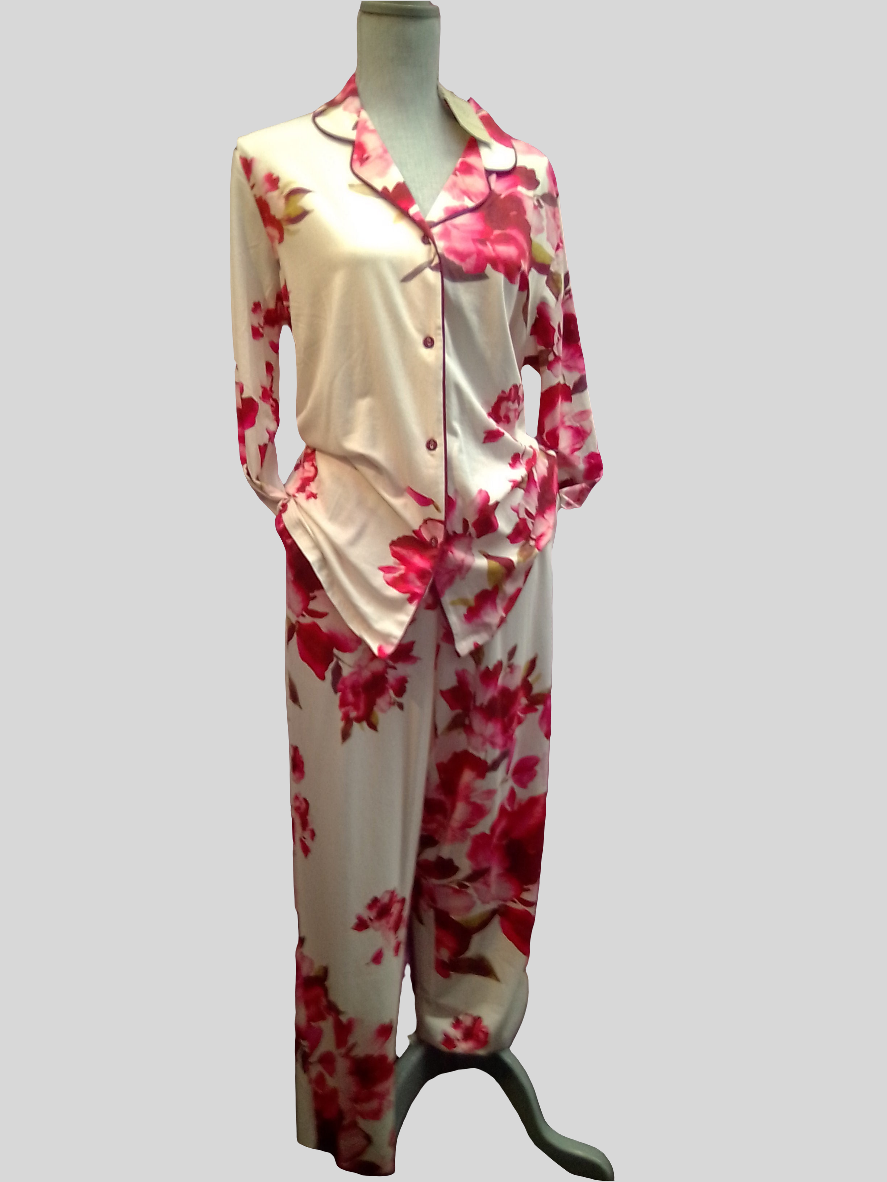 Isabella floral Printed Jersey P.J. Set in Ox blood mix. Nora Rose by Cyberjammies