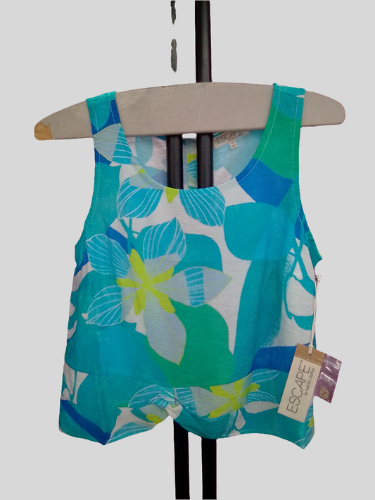 Escape Button Back Tropical Floral Tank Top - Maui - 35515