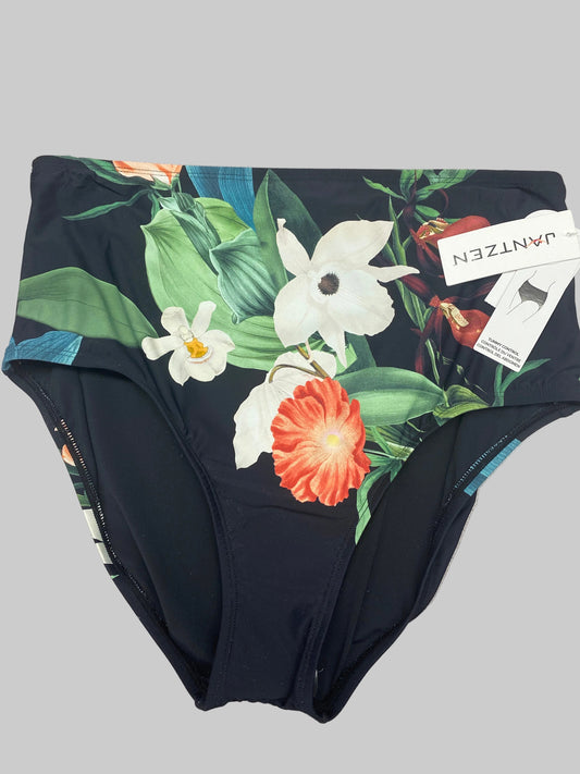 Jantzen Floral High-Waisted Swimsuit Bottoms - Black - JZ22031H